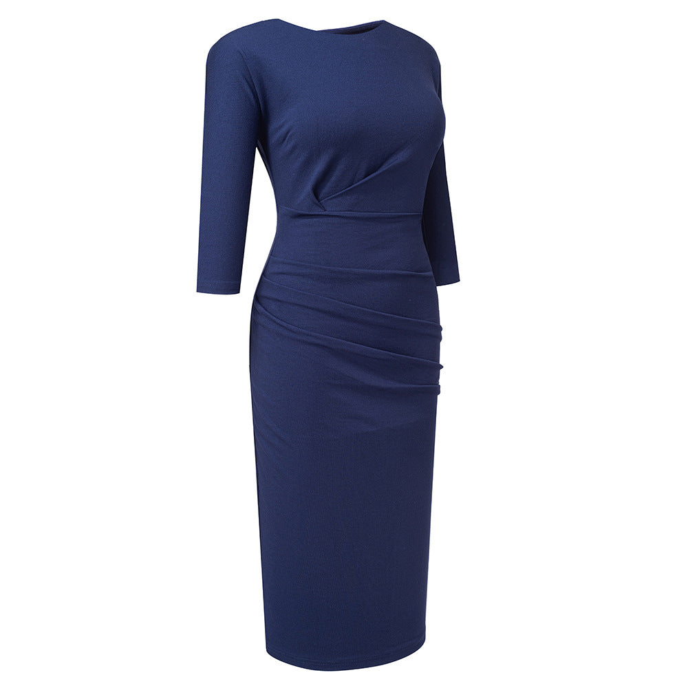 Mid-Waist Round Neck Wrap Hip Professional dress