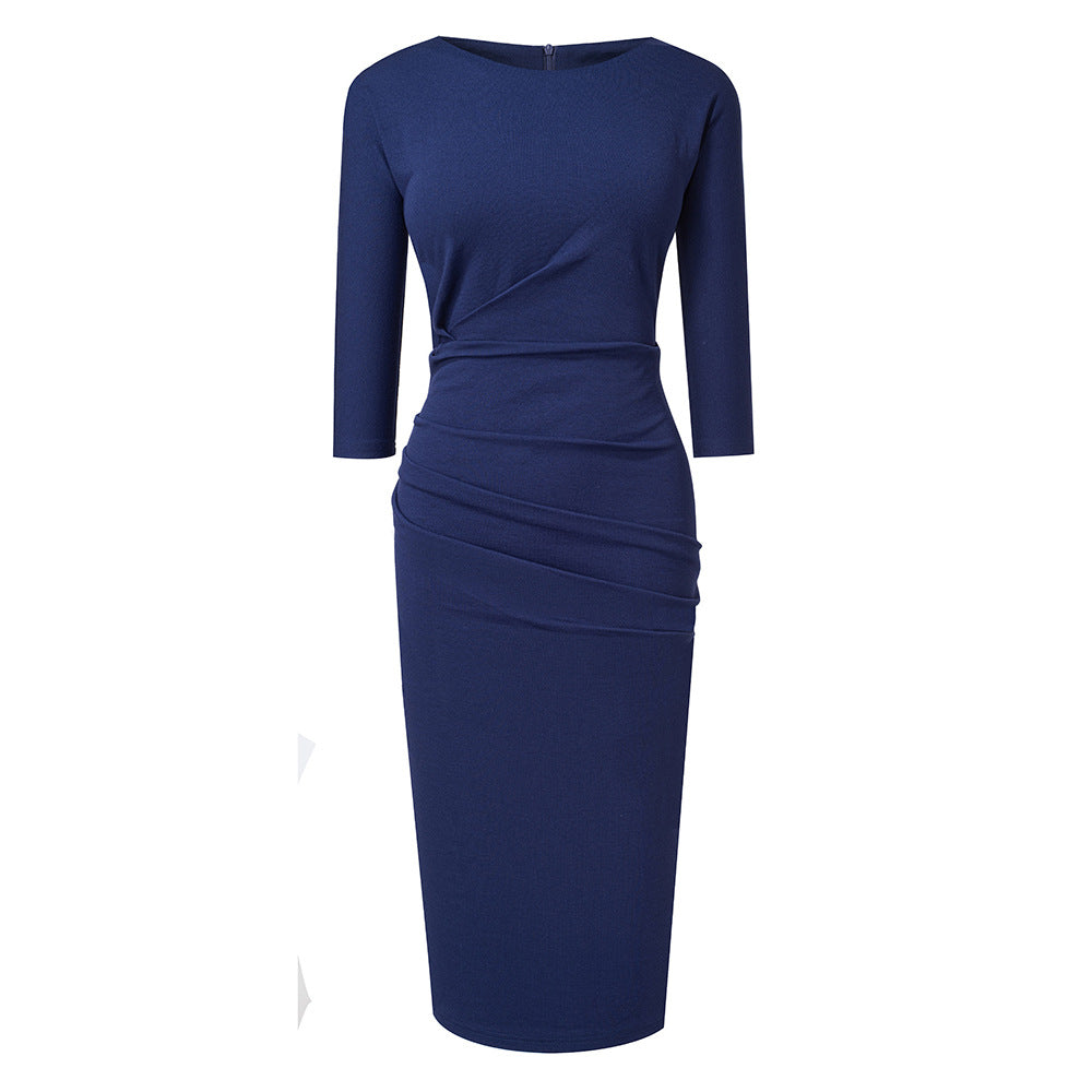 Mid-Waist Round Neck Wrap Hip Professional dress